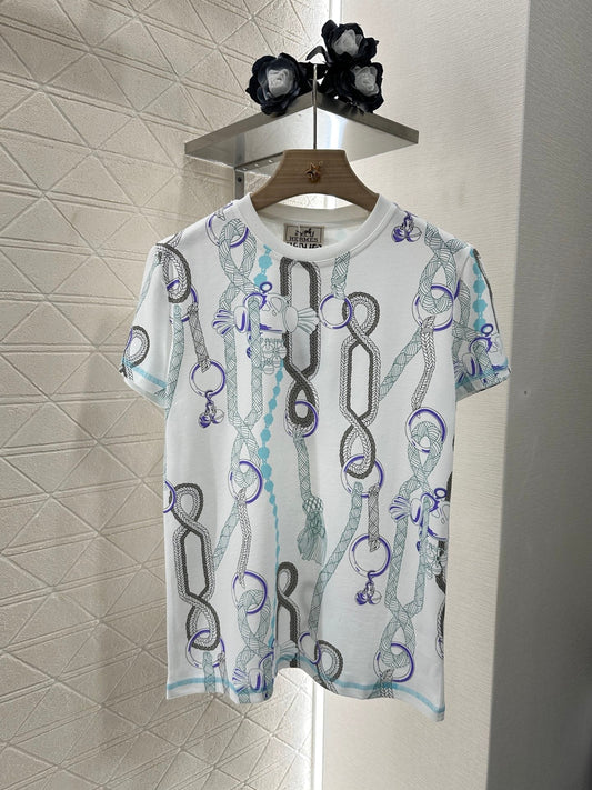 H 25 Round neck, short sleeves with chain link print