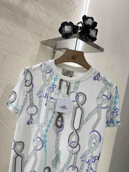 H 25 Round neck, short sleeves with chain link print