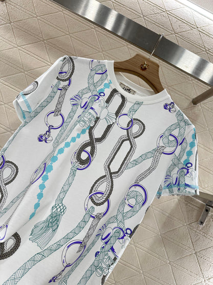 H 25 Round neck, short sleeves with chain link print