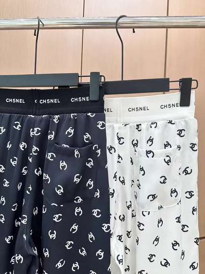 2025 Ribbon printed casual pants