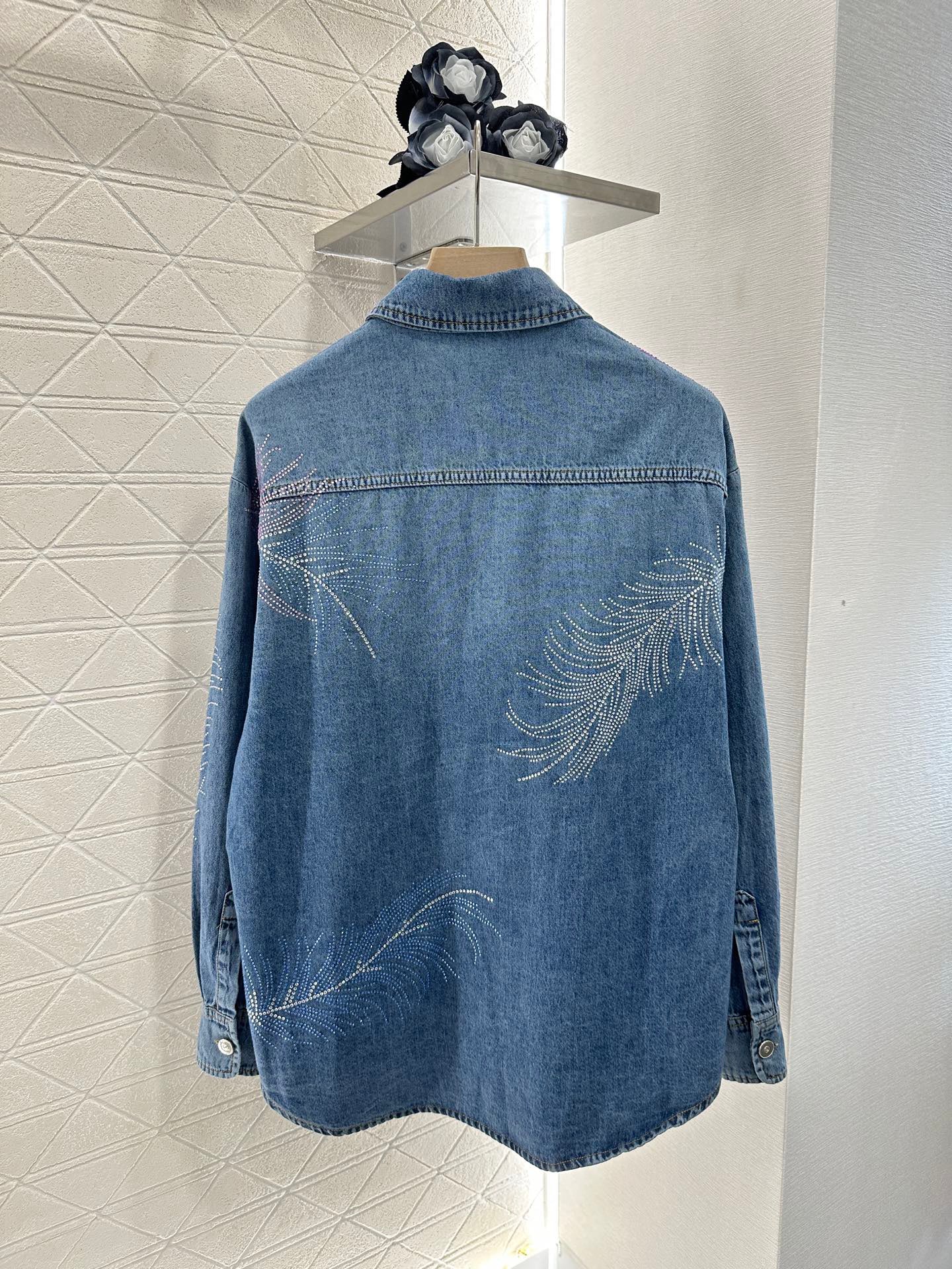 25 Feather Rhinestone Denim