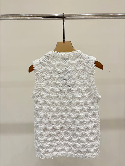 25 logo openwork pattern casual knit undershirt