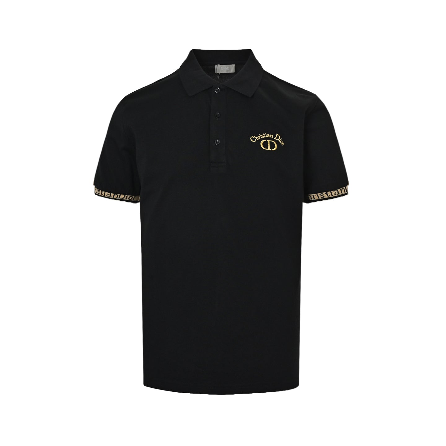 25ss CD gold thread embroidered letters Polo short sleeved shirt