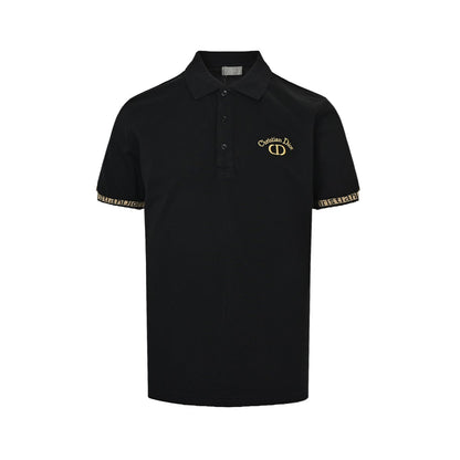 25ss CD gold thread embroidered letters Polo short sleeved shirt