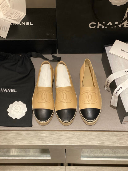 espadrilles beige black calfskin