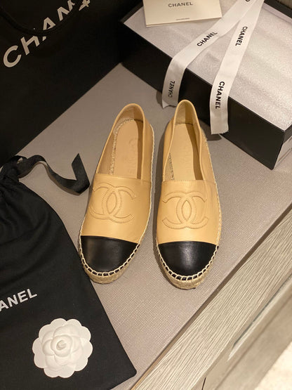 espadrilles beige black calfskin
