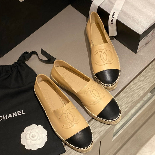 espadrilles beige black calfskin