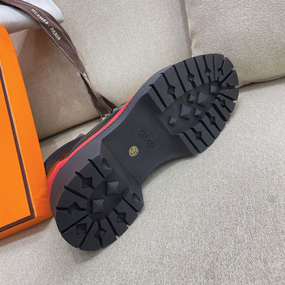 Short Boot Black Red Cowhide 348003