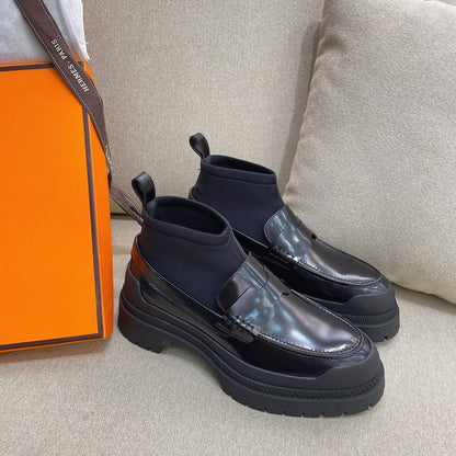 Short Boot Black Cowhide 348002