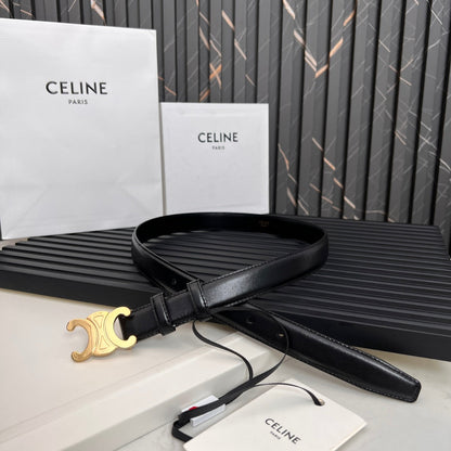 25mm Medium Triomphe Belt in Taurillon Black Leather 176283