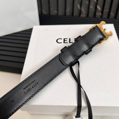 25mm Medium Triomphe Belt in Taurillon Black Leather 176283