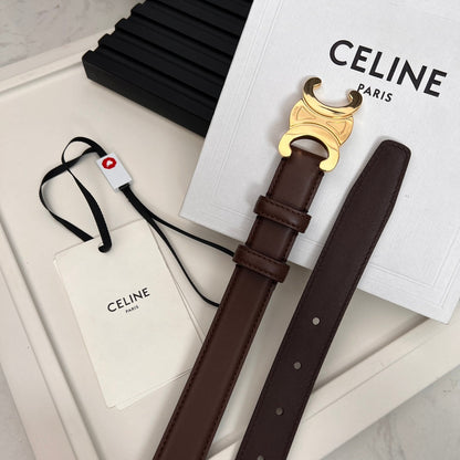 25mm Medium Triomphe Belt in Taurillon Chestnut Leather 176287