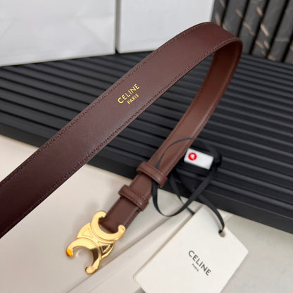 25mm Medium Triomphe Belt in Taurillon Chestnut Leather 176287