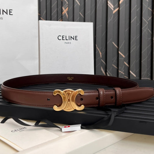 25mm Medium Triomphe Belt in Taurillon Chestnut Leather 176287