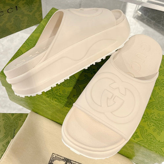 25 Interlocking G 50mm Slide Sandal Ivory Cowhide 292379
