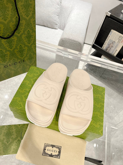 25 Interlocking G 50mm Slide Sandal Ivory Cowhide 292379