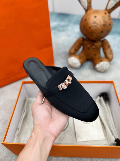 Mule Black Silk Thick Cloth/Sheepskin