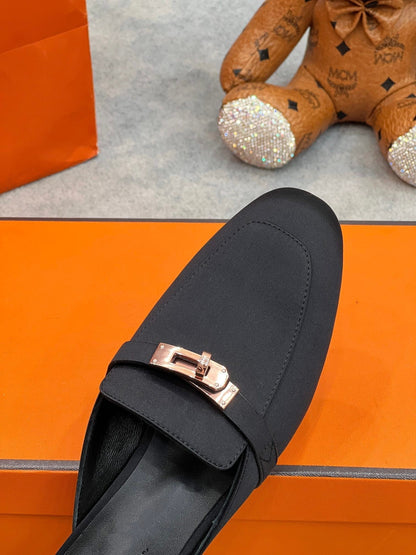 Mule Black Silk Thick Cloth/Sheepskin