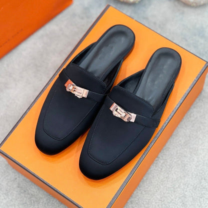Mule Black Silk Thick Cloth/Sheepskin