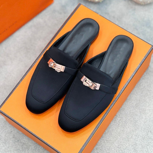 Mule Black Silk Thick Cloth/Sheepskin