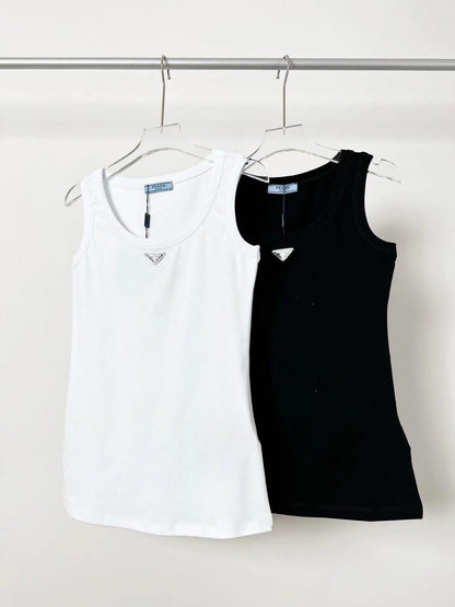 25 summer new long triangle logo vest