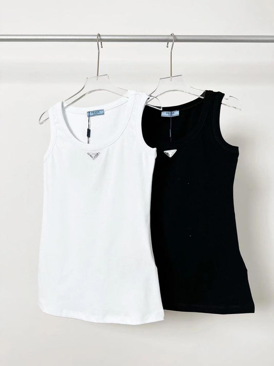 25 summer new long triangle logo vest