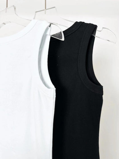 25 summer new long triangle logo vest