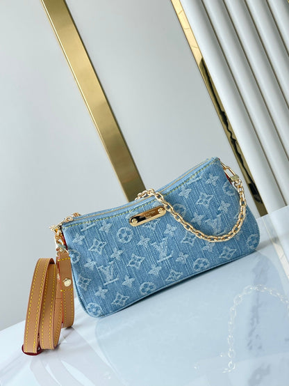 POCHETTE 24 IN BLUE MONOGRAM DENIM GOLD HARDWARE