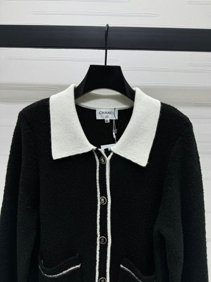 lapel long sleeve cardigan