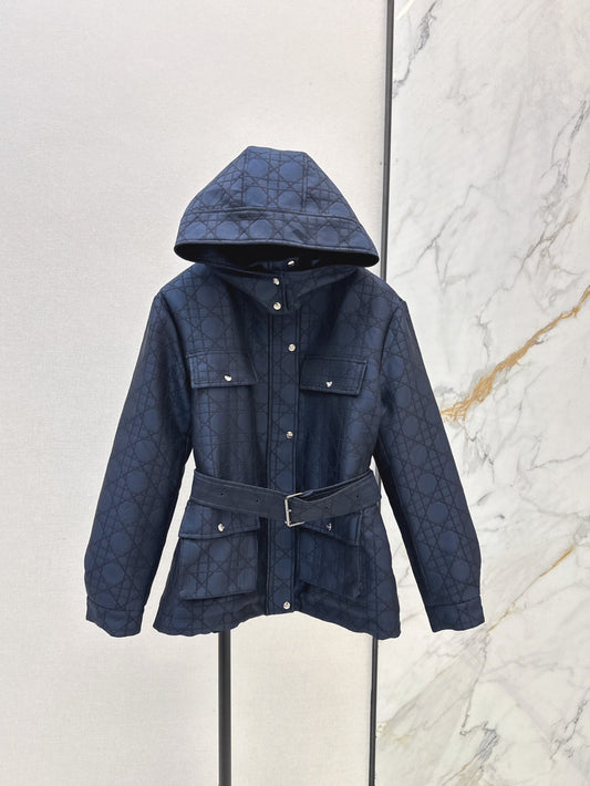 Hooded padded length coat