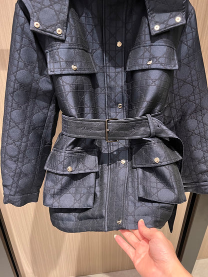 Hooded padded length coat