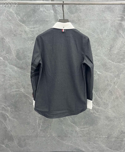25 Gray Twill Stripe Shirt Jacket