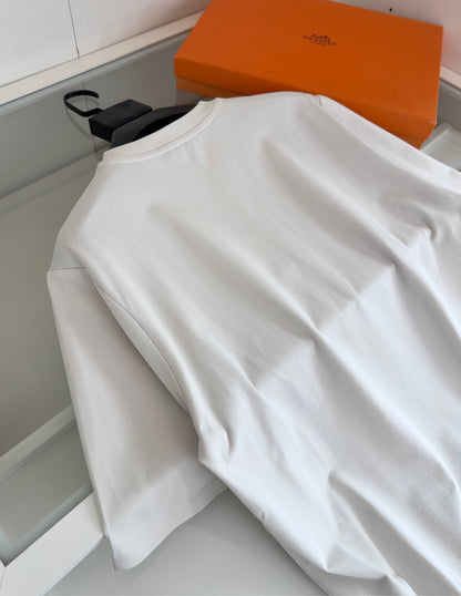 25SSGeometric leather pocket T-shirt