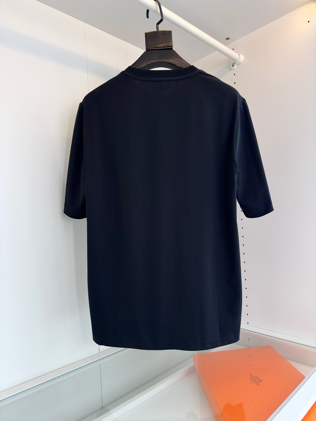 25SSGeometric leather pocket T-shirt