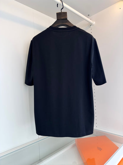 25SSGeometric leather pocket T-shirt