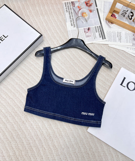 Comfortable street casual versatile sexy short vest denim halter top