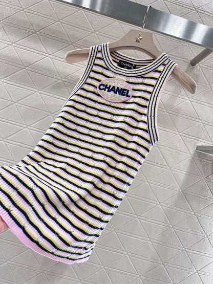 striped knitted vest