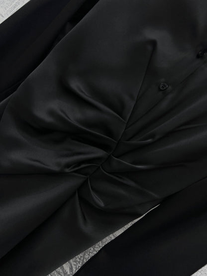 acetate pleated long-sleeve dress