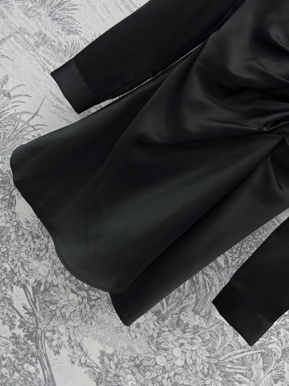 acetate pleated long-sleeve dress