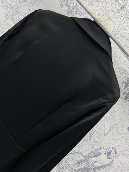 acetate pleated long-sleeve dress