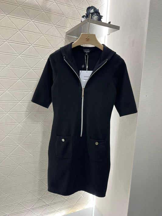 hooded cardigan knit dress