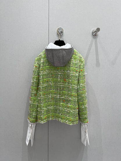 Detachable tweed hooded jacket