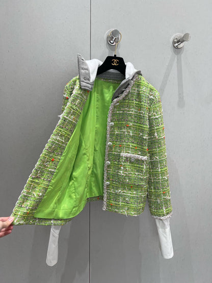 Detachable tweed hooded jacket