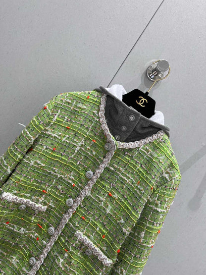 Detachable tweed hooded jacket