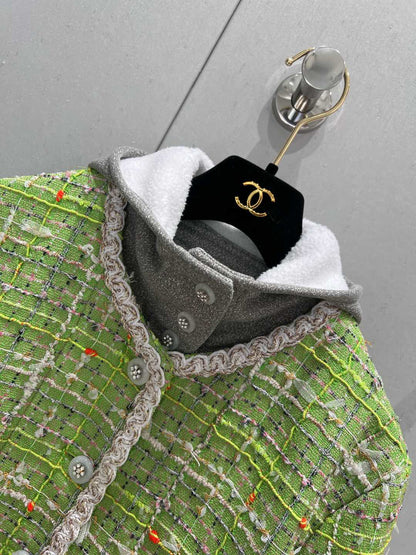 Detachable tweed hooded jacket