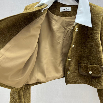 Spliced lapel long-sleeved jacket with skirt suit