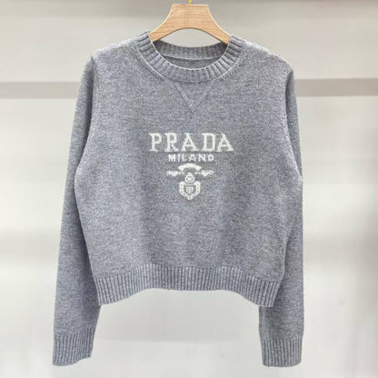 Round neck letter jacquard simple pullover knitted sweater