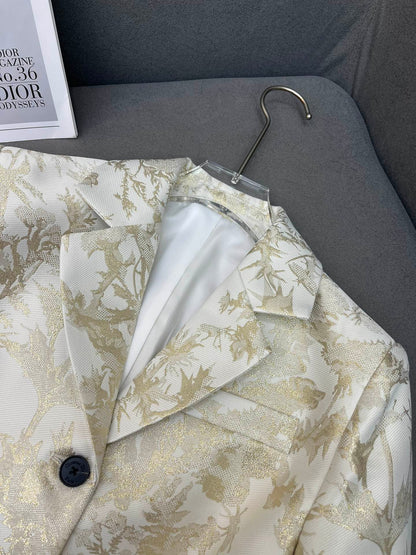 gold jacquard blazer