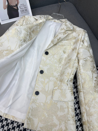 gold jacquard blazer