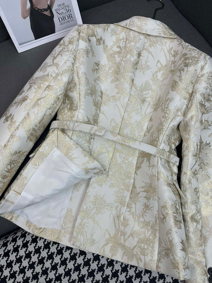 gold jacquard blazer